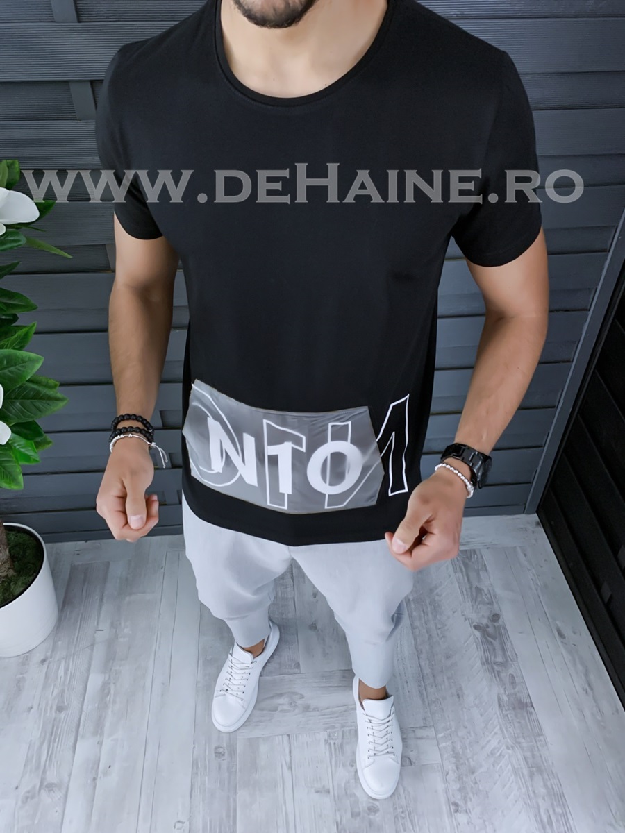 Tricou barbati negru slim fit zr b1011 m7-1
